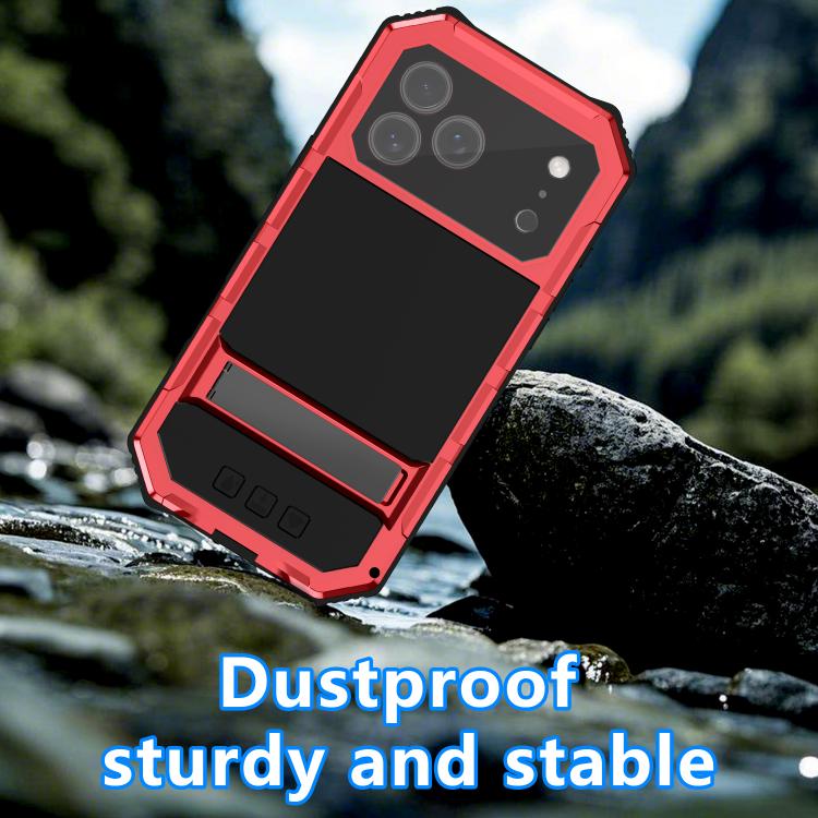 For iPhone 17 Pro Max R-JUST Life Waterproof Dustproof Shockproof Holder Phone Case(Red) by R-JUST
