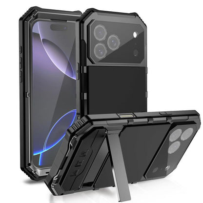 For iPhone 17 Pro R-JUST Life Waterproof Dustproof Shockproof Holder Phone Case(Black) by R-JUST