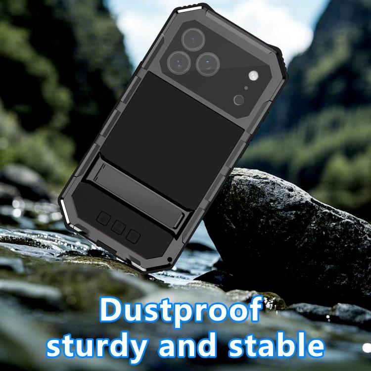 For iPhone 17 Pro R-JUST Life Waterproof Dustproof Shockproof Holder Phone Case(Black) by R-JUST