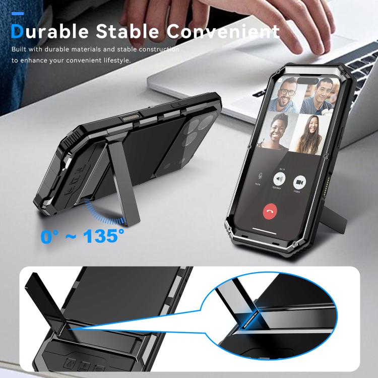 For iPhone 17 Pro R-JUST Life Waterproof Dustproof Shockproof Holder Phone Case(Black) by R-JUST