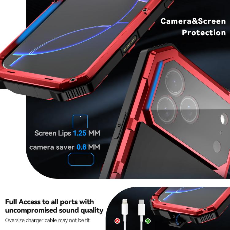 For iPhone 17 Pro R-JUST Life Waterproof Dustproof Shockproof Holder Phone Case(Red) by R-JUST
