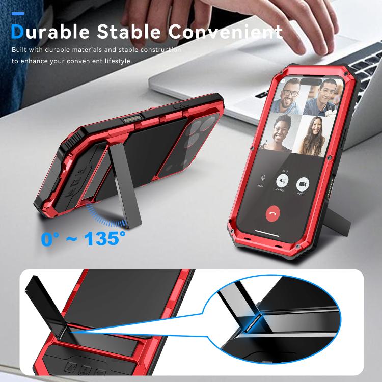 For iPhone 17 Pro R-JUST Life Waterproof Dustproof Shockproof Holder Phone Case(Red) by R-JUST