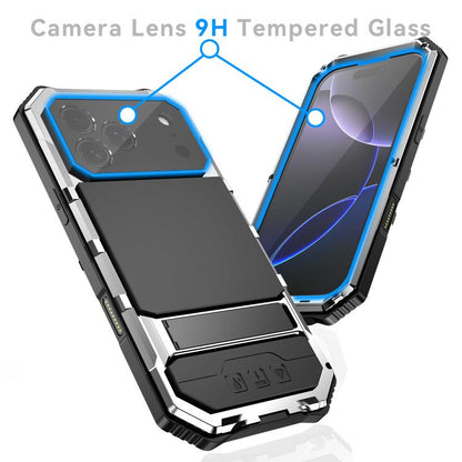 For iPhone 17 Pro R-JUST Life Waterproof Dustproof Shockproof Holder Phone Case(Silver) by R-JUST