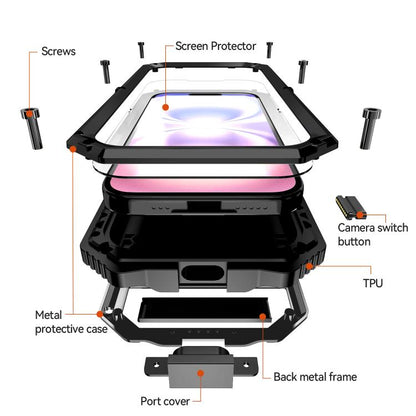 For iPhone 17 R-JUST Life Waterproof Dustproof Shockproof Holder Phone Case(Black) by R-JUST