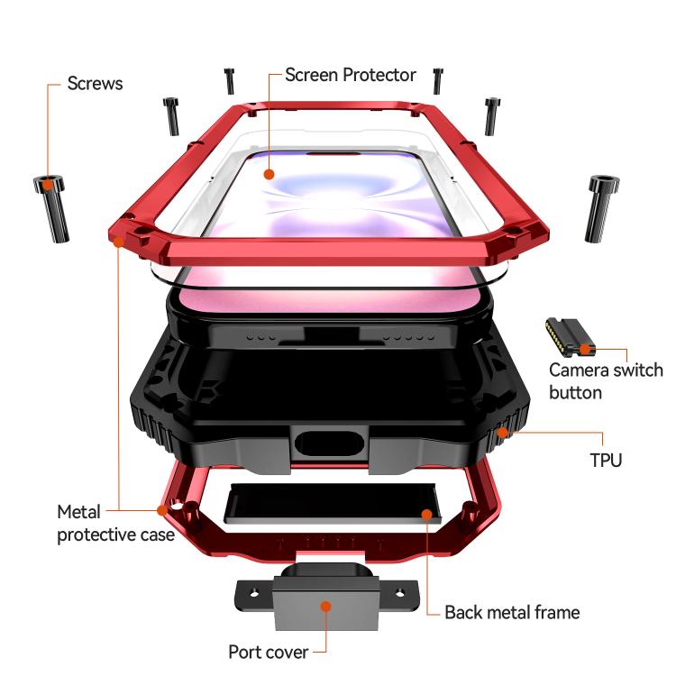 For iPhone 17 R-JUST Life Waterproof Dustproof Shockproof Holder Phone Case(Red) by R-JUST