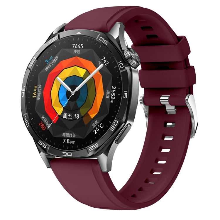 For Huawei Watch GT 5 46mm Official 22mm Silicone Watch Band(Wine Red) by bashfashion