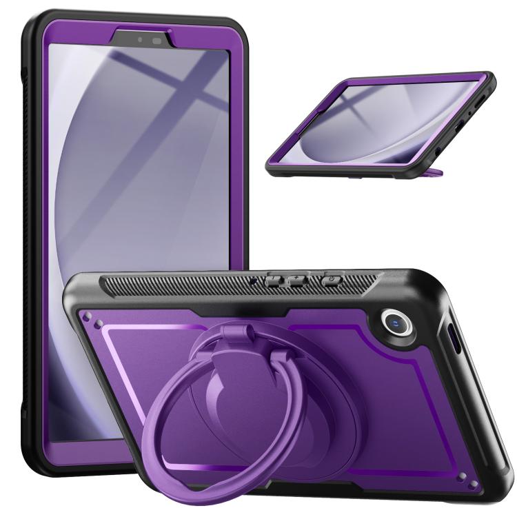 For Samsung Galaxy Tab A11 / A9 Honeycomb Hybrid Tablet Case with Handle Holder & Strap(Purple) by bashfashion
