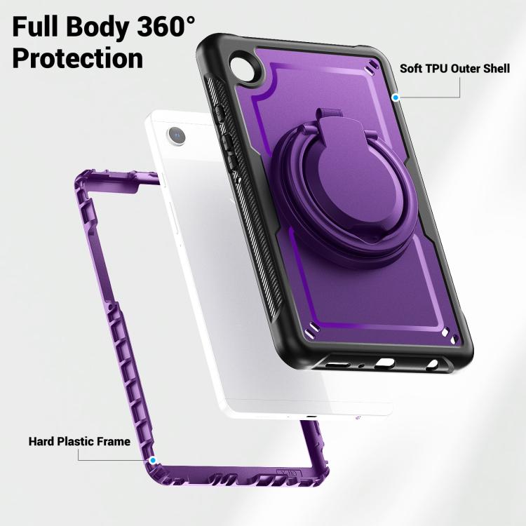 For Samsung Galaxy Tab A11 / A9 Honeycomb Hybrid Tablet Case with Handle Holder & Strap(Purple) by bashfashion