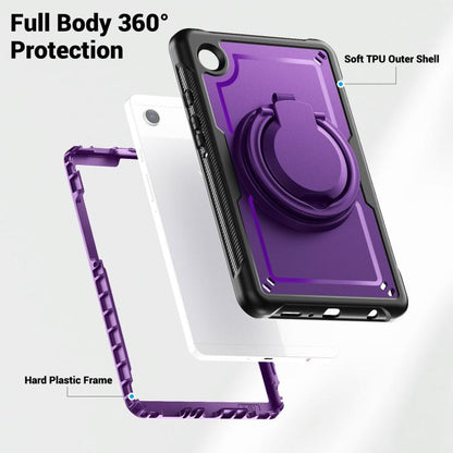 For Samsung Galaxy Tab A11 / A9 Honeycomb Hybrid Tablet Case with Handle Holder & Strap(Purple) by bashfashion