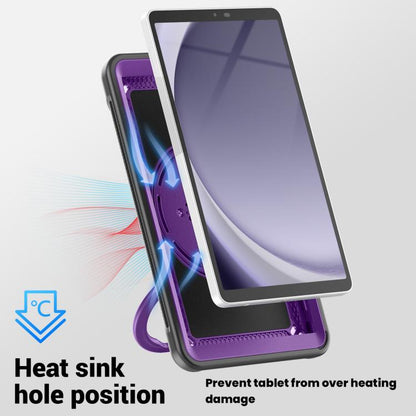 For Samsung Galaxy Tab A11 / A9 Honeycomb Hybrid Tablet Case with Handle Holder & Strap(Purple) by bashfashion