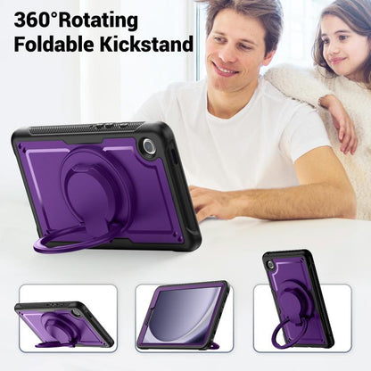 For Samsung Galaxy Tab A11 / A9 Honeycomb Hybrid Tablet Case with Handle Holder & Strap(Purple) by bashfashion