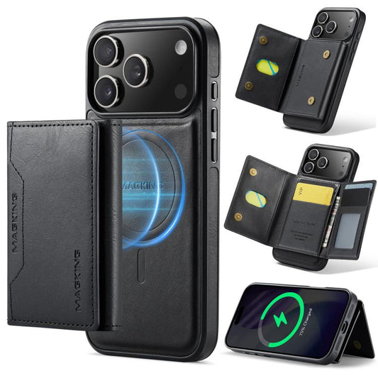 For iPhone 17 Pro Max MAGKING K2 Series MagSafe RFID Card Bag Detachable Phone Case(Black) by MAGKING
