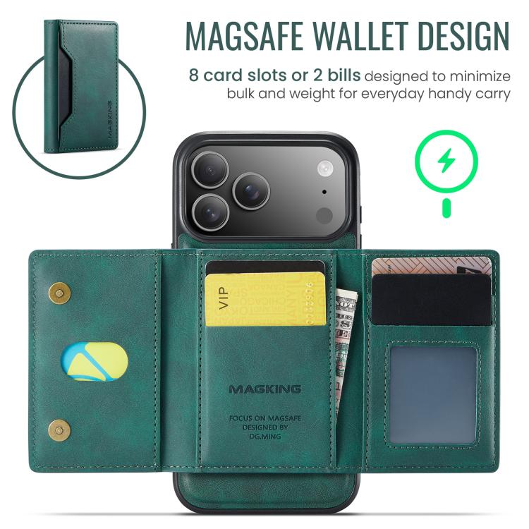 For iPhone 17 Pro Max MAGKING K2 Series MagSafe RFID Card Bag Detachable Phone Case(Green) by MAGKING
