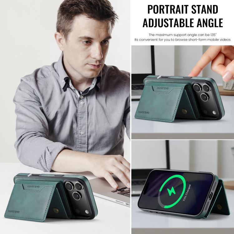 For iPhone 17 Pro Max MAGKING K2 Series MagSafe RFID Card Bag Detachable Phone Case(Green) by MAGKING