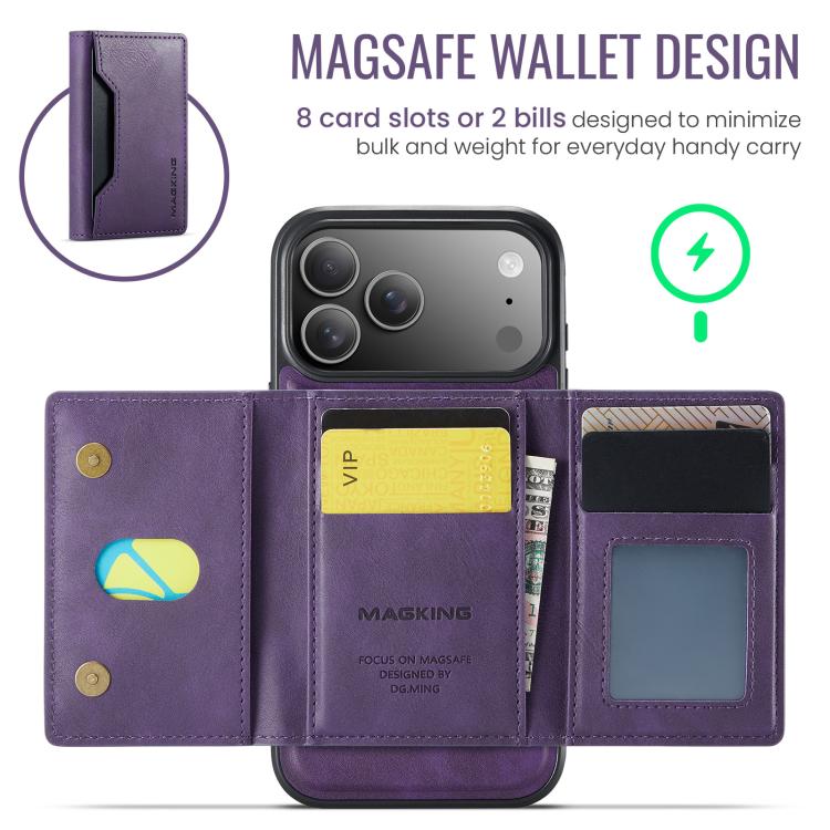 For iPhone 17 Pro Max MAGKING K2 Series MagSafe RFID Card Bag Detachable Phone Case(Purple) by MAGKING