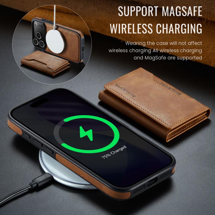 For iPhone 17 Pro MAGKING K2 Series MagSafe RFID Card Bag Detachable Phone Case(Brown) by MAGKING