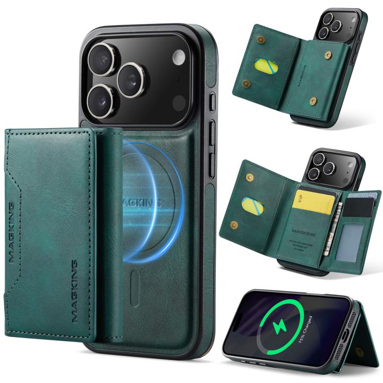 For iPhone 17 Pro MAGKING K2 Series MagSafe RFID Card Bag Detachable Phone Case(Green) by MAGKING