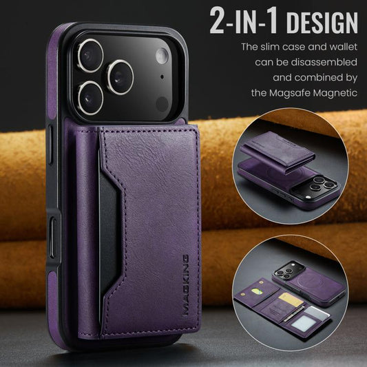 For iPhone 17 Pro MAGKING K2 Series MagSafe RFID Card Bag Detachable Phone Case(Purple) by MAGKING