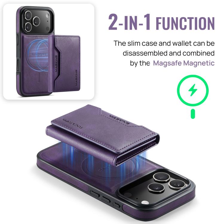 For iPhone 17 Pro MAGKING K2 Series MagSafe RFID Card Bag Detachable Phone Case(Purple) by MAGKING