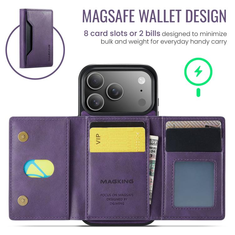 For iPhone 17 Pro MAGKING K2 Series MagSafe RFID Card Bag Detachable Phone Case(Purple) by MAGKING