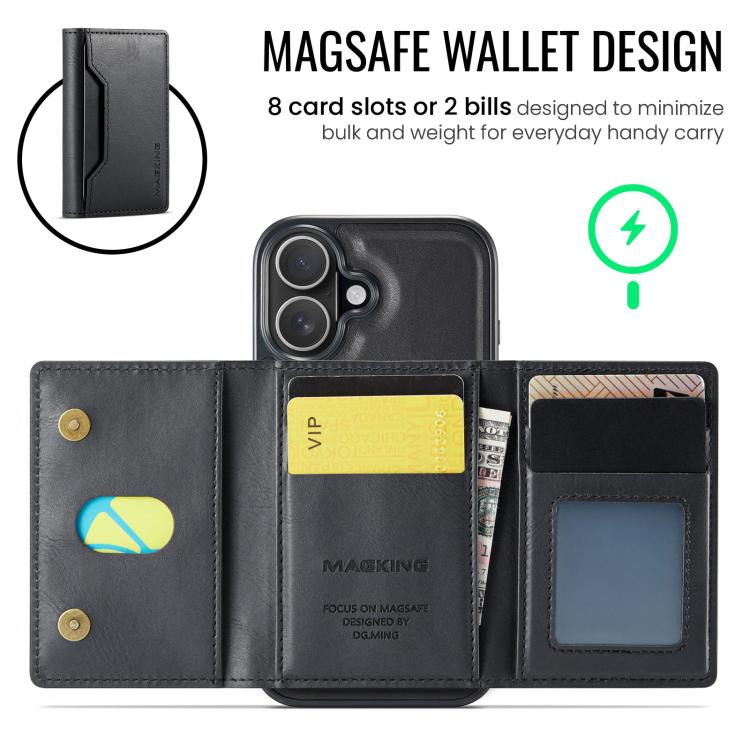 For iPhone 17 MAGKING K2 Series MagSafe RFID Card Bag Detachable Phone Case(Black) by MAGKING
