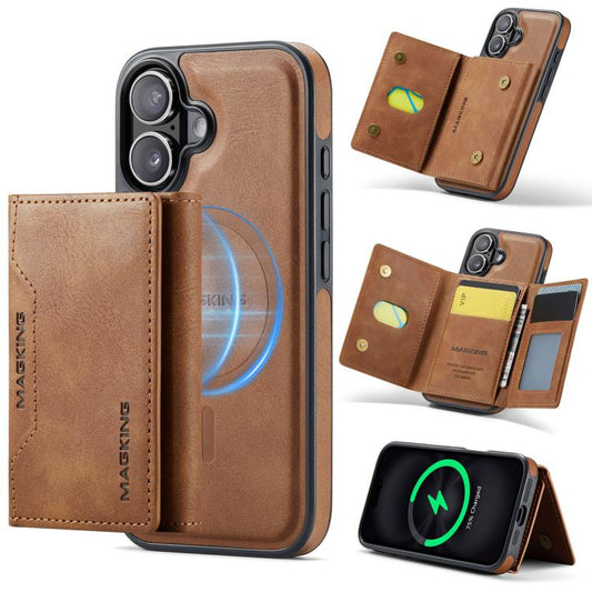 For iPhone 17 MAGKING K2 Series MagSafe RFID Card Bag Detachable Phone Case(Brown) by MAGKING