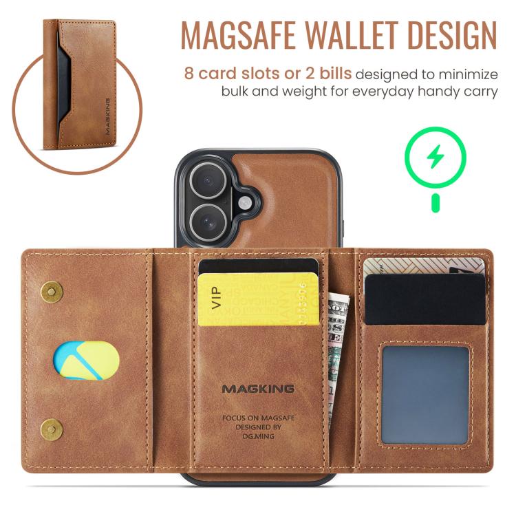 For iPhone 17 MAGKING K2 Series MagSafe RFID Card Bag Detachable Phone Case(Brown) by MAGKING
