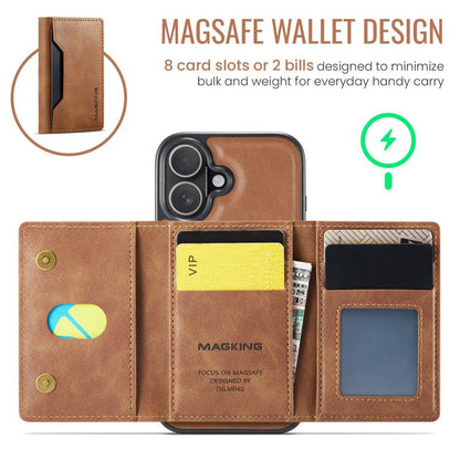 For iPhone 17 MAGKING K2 Series MagSafe RFID Card Bag Detachable Phone Case(Brown) by MAGKING
