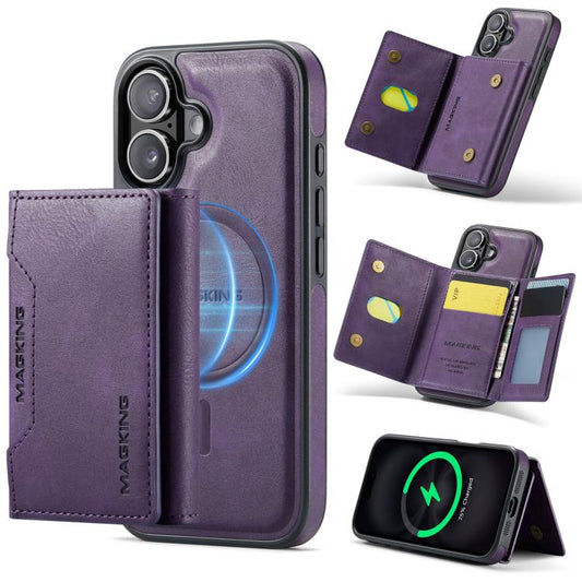 For iPhone 17 MAGKING K2 Series MagSafe RFID Card Bag Detachable Phone Case(Purple) by MAGKING