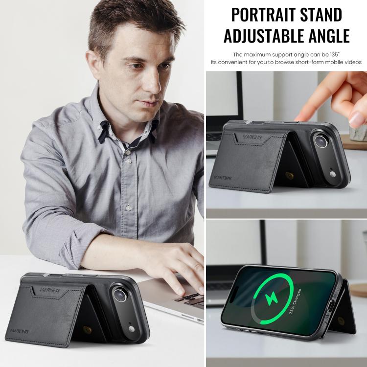 For iPhone 17 Air MAGKING K2 Series MagSafe RFID Card Bag Detachable Phone Case(Black) by MAGKING