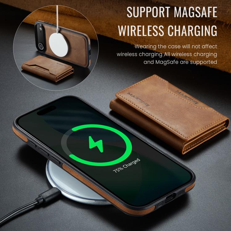 For iPhone 17 Air MAGKING K2 Series MagSafe RFID Card Bag Detachable Phone Case(Brown) by MAGKING