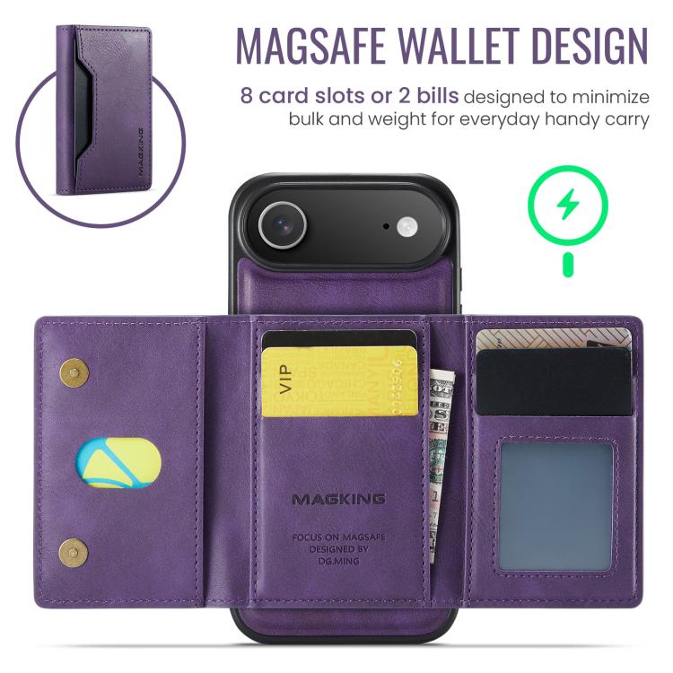 For iPhone 17 Air MAGKING K2 Series MagSafe RFID Card Bag Detachable Phone Case(Purple) by MAGKING