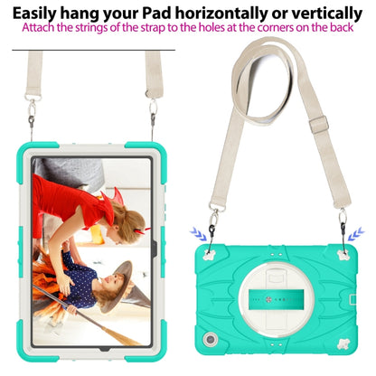 For Samsung Galaxy Tab A9+ Bat Hand Grip Turntable Stand Tablet Case(Mint Green White) by bashfashion