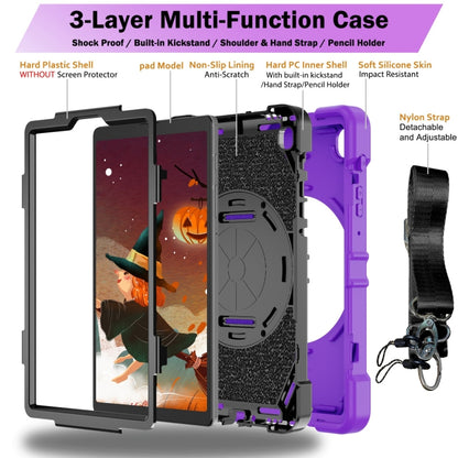 For Samsung Galaxy Tab A7 Lite Bat Hand Grip Turntable Stand Tablet Case(Purple Black) by bashfashion