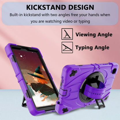 For Samsung Galaxy Tab A7 Lite Bat Hand Grip Turntable Stand Tablet Case(Purple Black) by bashfashion