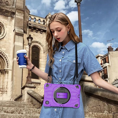 For Samsung Galaxy Tab A7 Lite Bat Hand Grip Turntable Stand Tablet Case(Purple Black) by bashfashion