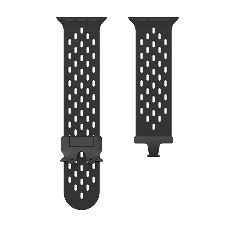 For Apple Watch 46mm / 49mm / 45mm / 44mm Mesh Silicone Buckle Watch Band(Black) by bashfashion