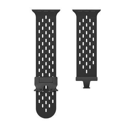 For Apple Watch 46mm / 49mm / 45mm / 44mm Mesh Silicone Buckle Watch Band(Black) by bashfashion