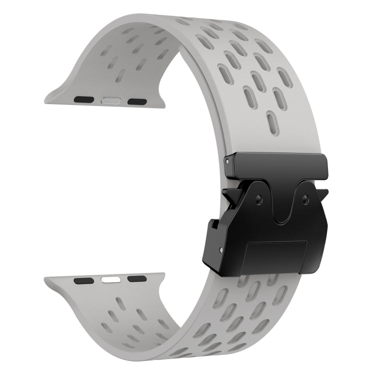 For Apple Watch 46mm / 49mm / 45mm / 44mm Mesh Silicone Buckle Watch Band(Grey) by bashfashion