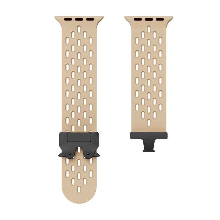 For Apple Watch 46mm / 49mm / 45mm / 44mm Mesh Silicone Buckle Watch Band(Milk Tea) by bashfashion