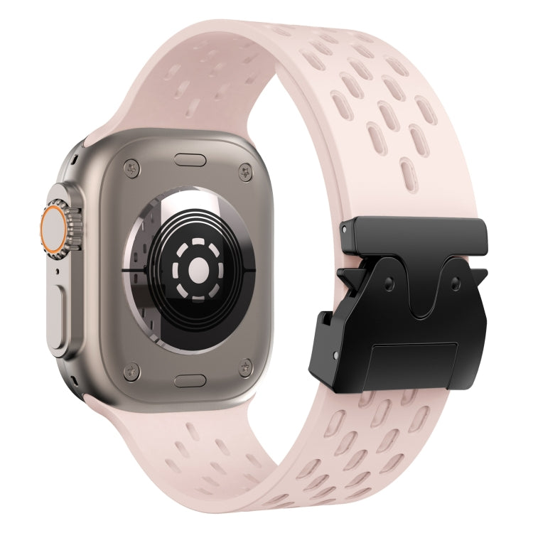 For Apple Watch 46mm / 49mm / 45mm / 44mm Mesh Silicone Buckle Watch Band(Sand Pink) by bashfashion