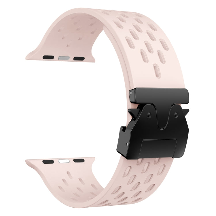 For Apple Watch 46mm / 49mm / 45mm / 44mm Mesh Silicone Buckle Watch Band(Sand Pink) by bashfashion