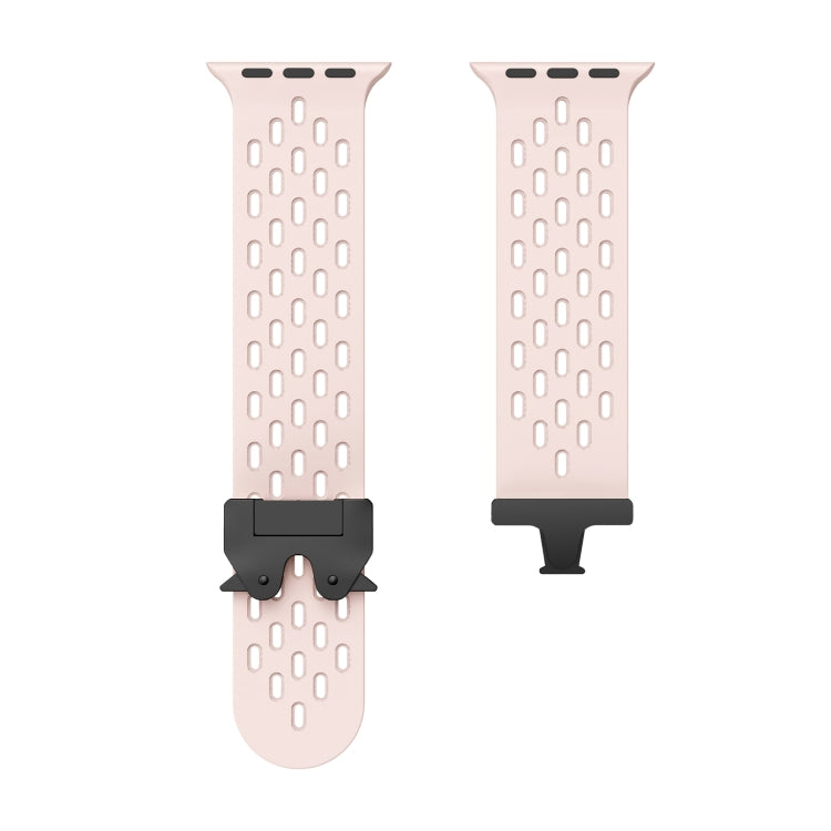 For Apple Watch 46mm / 49mm / 45mm / 44mm Mesh Silicone Buckle Watch Band(Sand Pink) by bashfashion