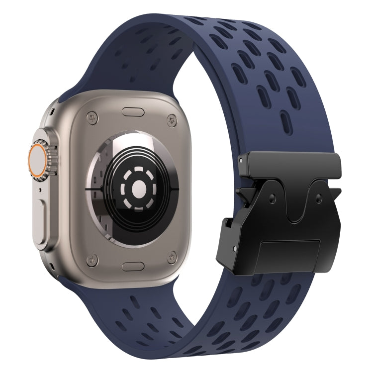 For Apple Watch 46mm / 49mm / 45mm / 44mm Mesh Silicone Buckle Watch Band(Midnight Blue) by bashfashion