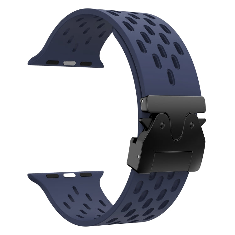 For Apple Watch 46mm / 49mm / 45mm / 44mm Mesh Silicone Buckle Watch Band(Midnight Blue) by bashfashion