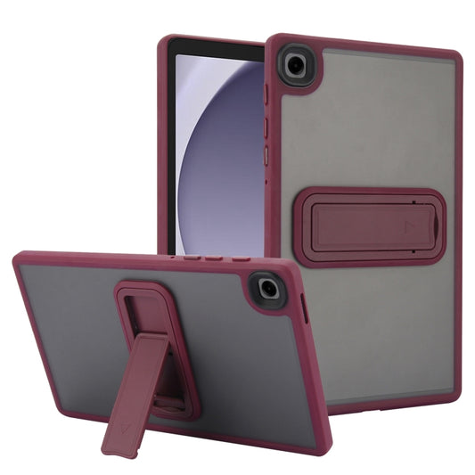 For Samsung Galaxy Tab A11 / A9 Skin Feel Holder PC Hybrid TPU Tablet Case(Wine Red) by bashfashion