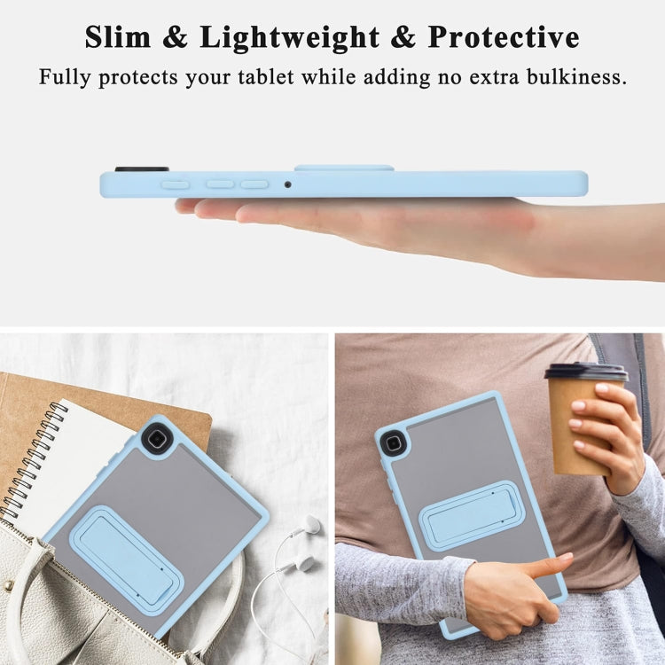 For Samsung Galaxy Tab A11 / A9 Skin Feel Holder PC Hybrid TPU Tablet Case(Light Blue) by bashfashion