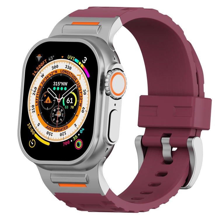 For Apple Watch 46mm / 49mm / 45mm / 44mm Trailblazer Silicone Watch Band(Wine Red) by bashfashion