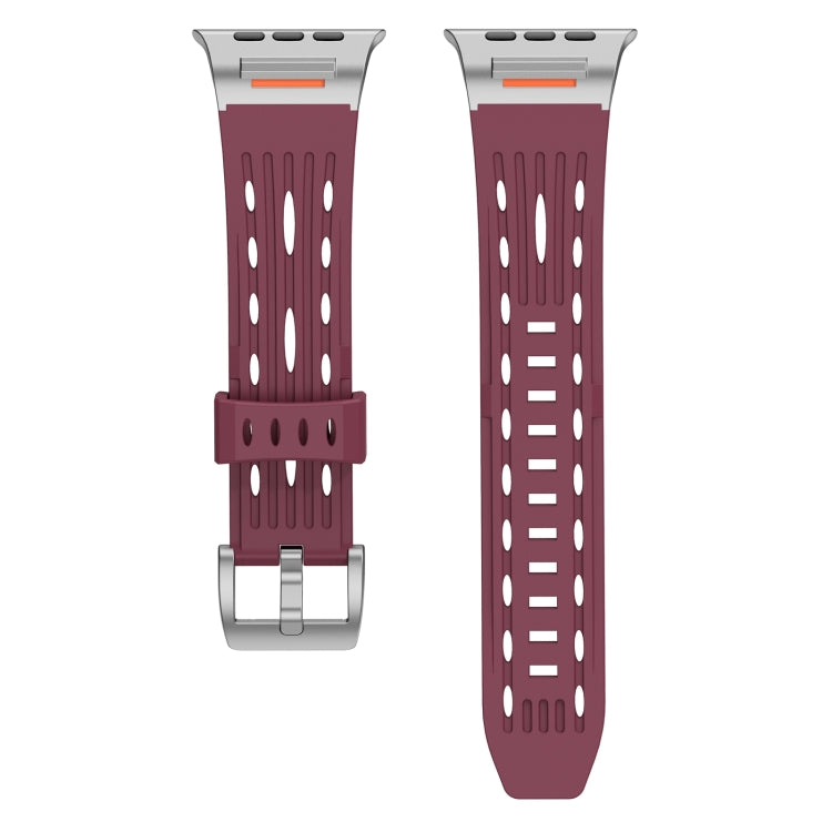 For Apple Watch 46mm / 49mm / 45mm / 44mm Trailblazer Oval Holes Silicone Watch Band(Wine Red) by bashfashion