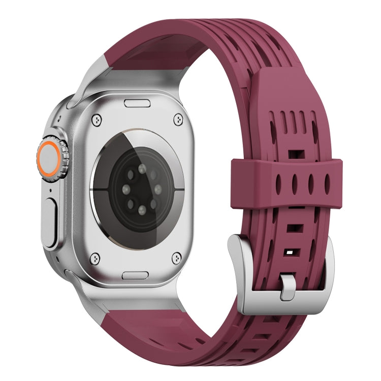 For Apple Watch 46mm / 49mm / 45mm / 44mm Trailblazer Oval Holes Silicone Watch Band(Wine Red) by bashfashion